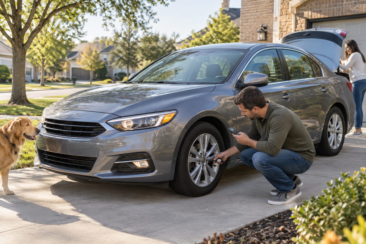 Doing a quick check while the car is parked outside on the first Sunday of the month