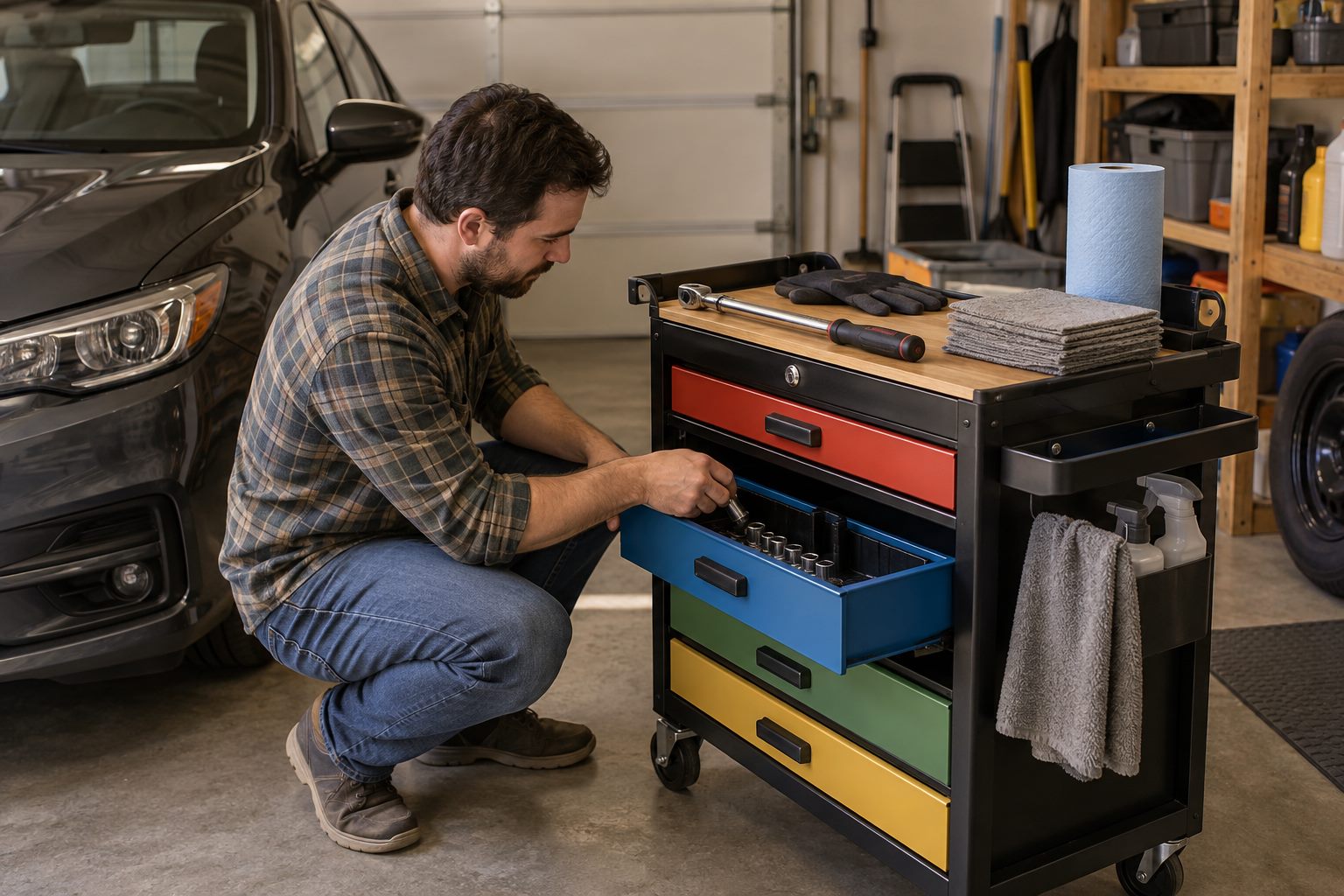 Setting up a shared one-car garage for monthly checks and simple service