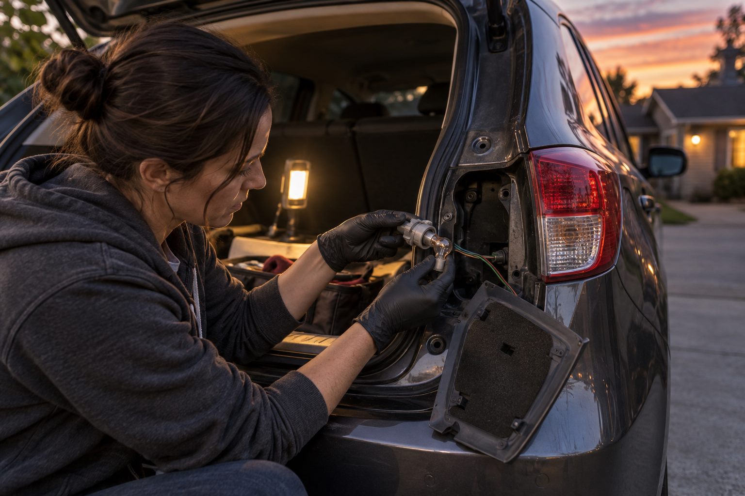 Noticing one failed tail light during an evening walk-around
