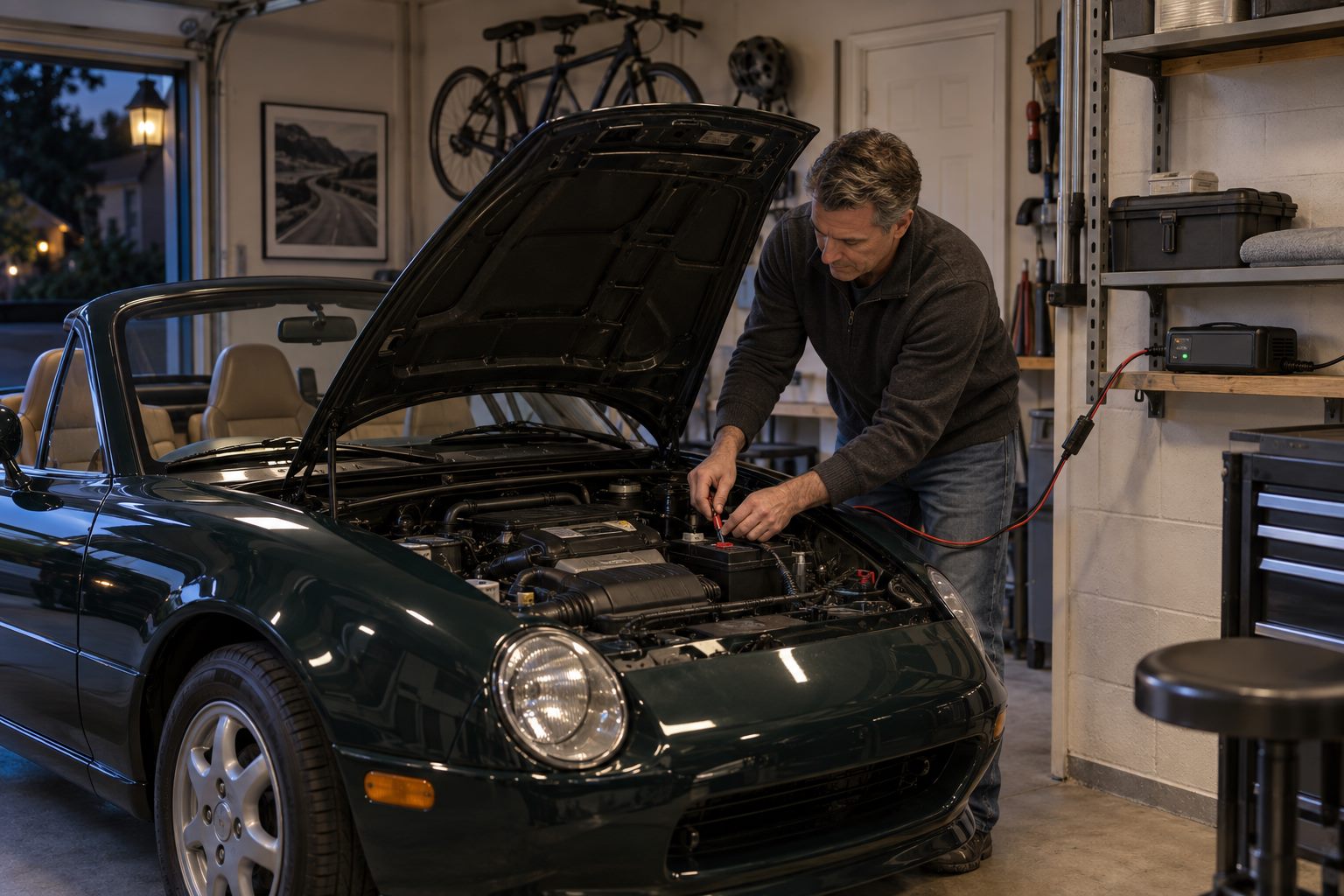 Preparing a convertible to remain in the garage for six weeks